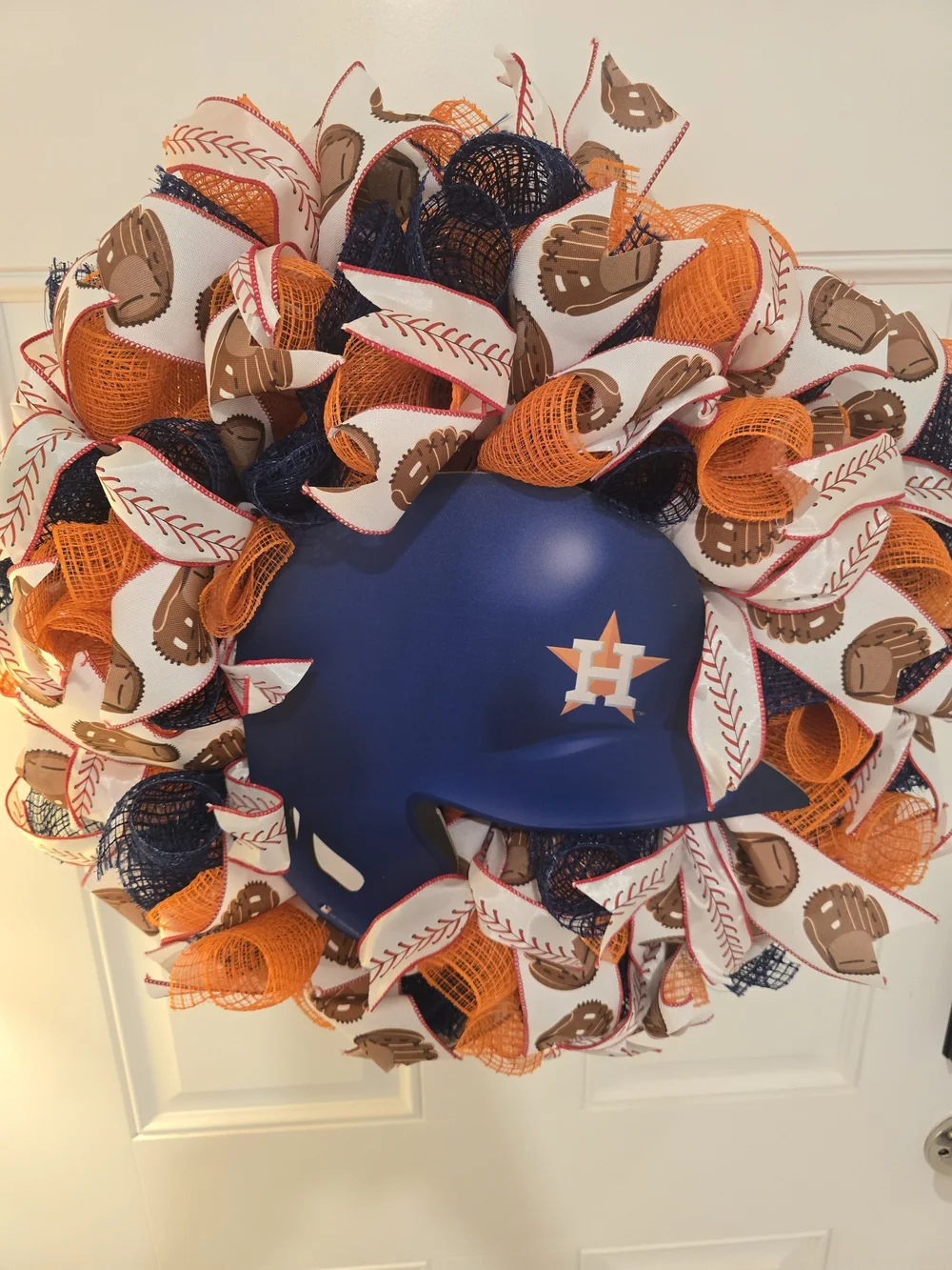 Houston Astros Helmet Baseball Wreath - Navy & Orange